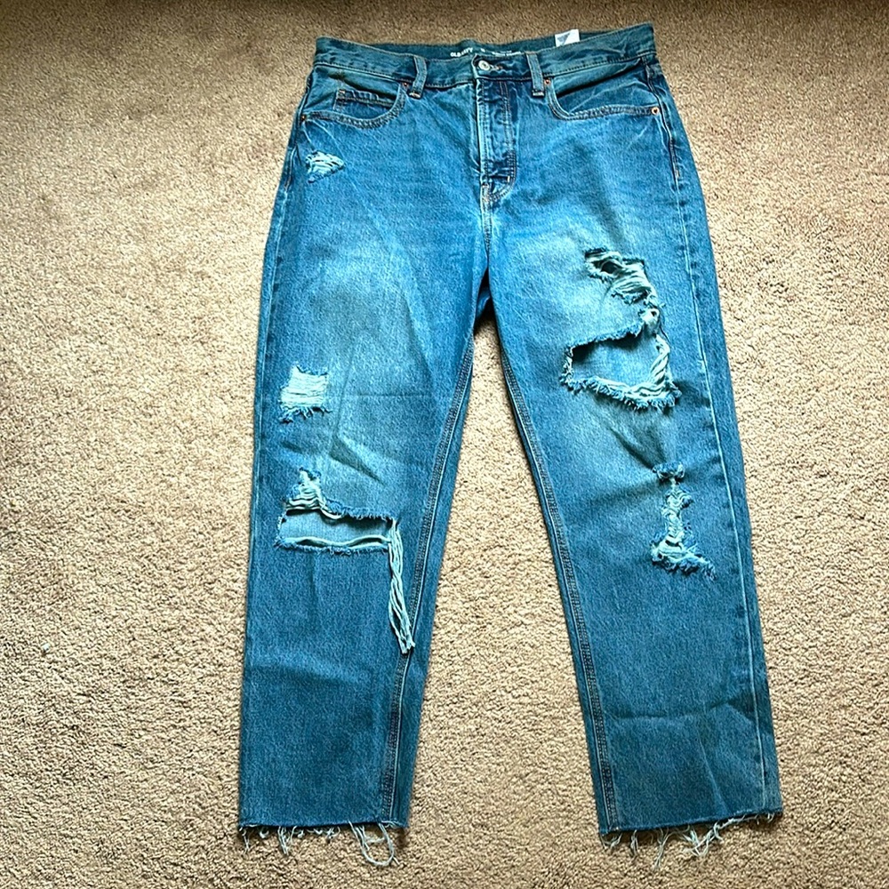 Old navy size 10 high rise slouchy straight jeans